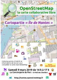 Cartopartie OpenStreetMap – Mail des Chantiers - Île de Nantes. Le samedi 9 mars 2019 à Nantes. Loire-Atlantique.  14H00